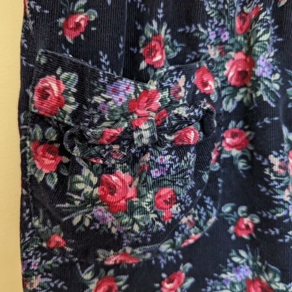Vintage Laura Ashley floral print corduroy jumpsuit girls 9-10 - Picture 6 of 15